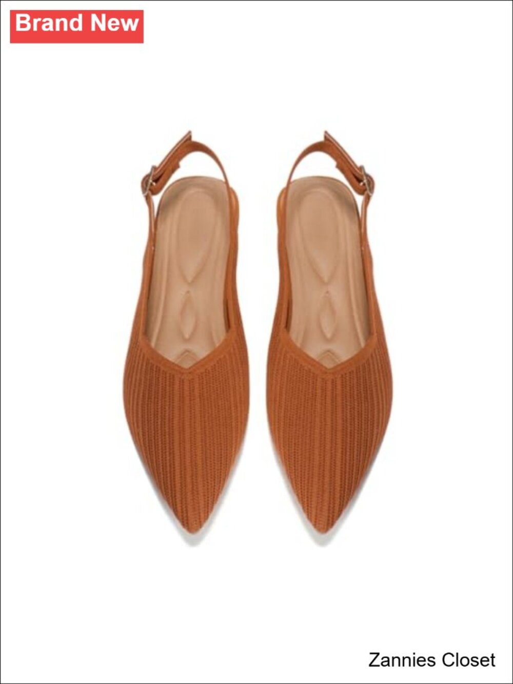✨ Pointed Toe Knit Ballet Flats Adjustable Ankle Strap Arch Support Flats